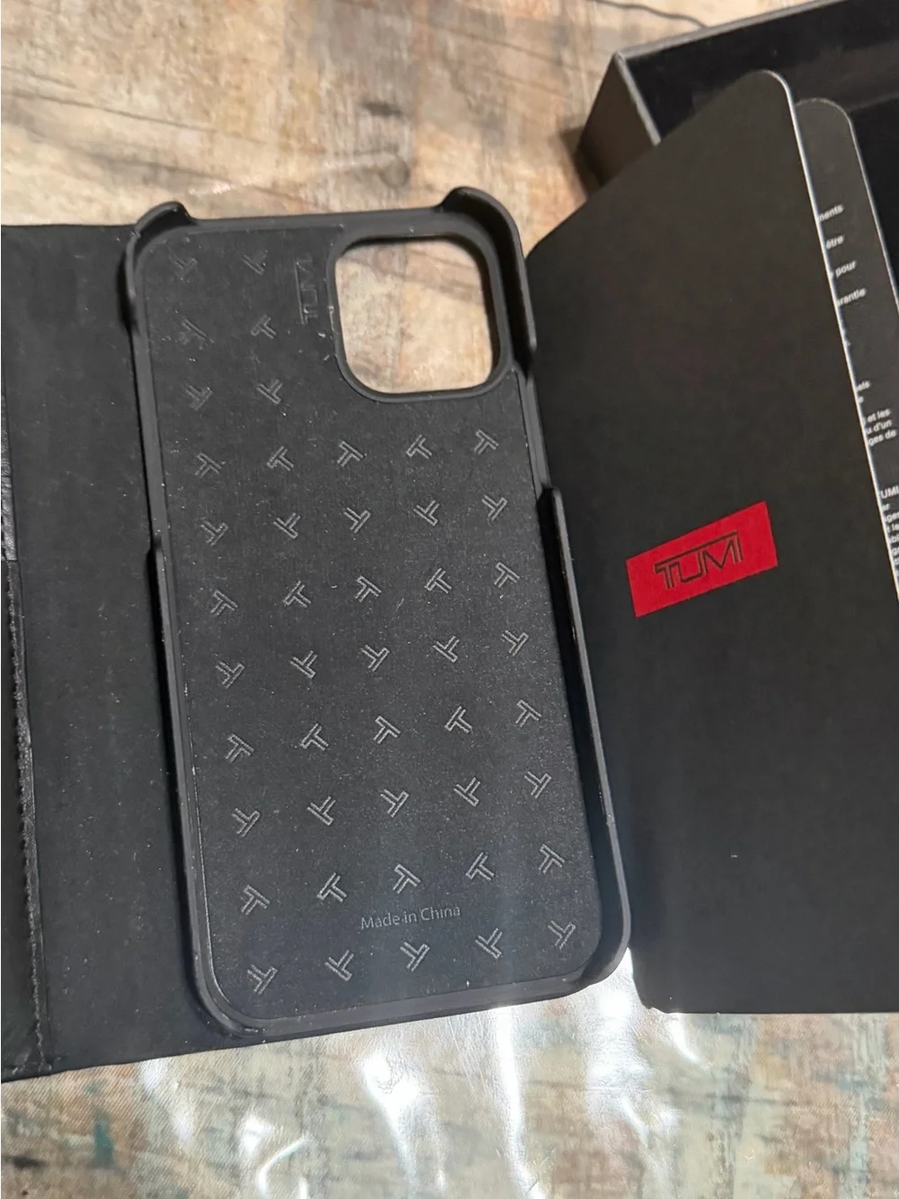 Tumi Black Leather Wallet Folio Phone Case iPhone 12/12 pro